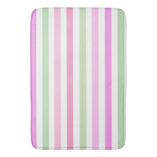 Stripes, roze, groen badmat (Voorkant Verticaal)