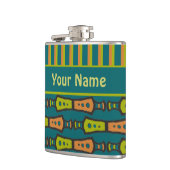 Stripes, tribaal patroon, Blauwgroen: stijlvolle h Heupfles (Links)