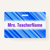 Stripes van Blauw Patroon + Naam van de Aangepaste Badge (Voorkant)