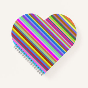 Stripes van verschillende kleuren — Heart-vormige  Notitieboek