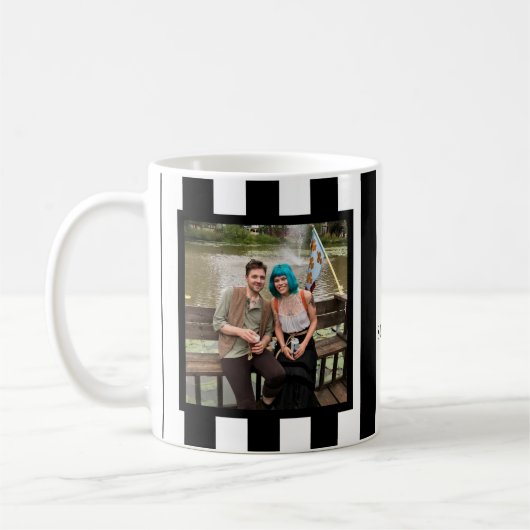 Stripes verticales Fleur de Lis 2 Photo Café Mug (Gauche)