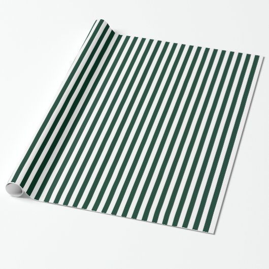Stripes - wit en donkergroen cadeaupapier (Uitgerold)