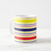 Stripes Yellow Blue Red Koffiemok (Voorkant links)