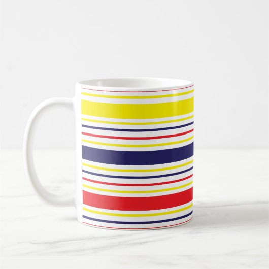 Stripes Yellow Blue Red Koffiemok (Links)