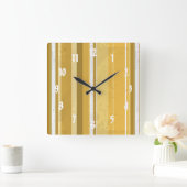 Stripes Yellow Vierkante Klok (Huis)