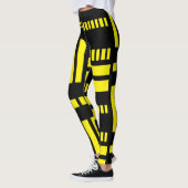 Stripes.Zwart Wit 01 B Geel BG Leggings (Links)