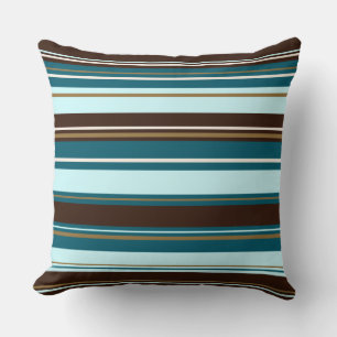 Stripey Design Bruine Teals Cream & Goud Kussen