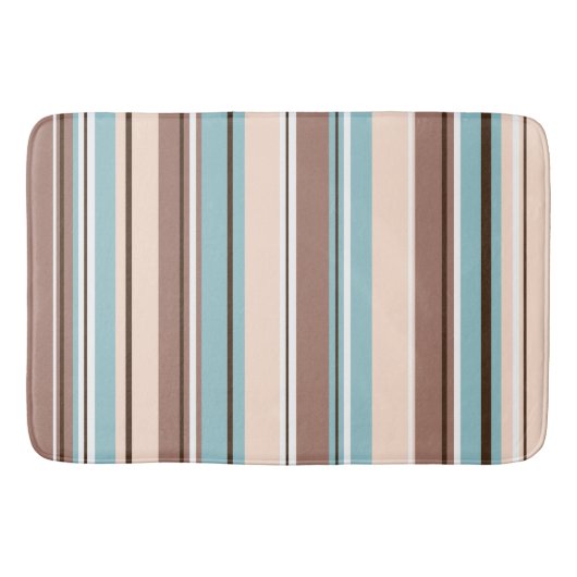 Stripey Design Verticaal Bruin Blauw Crème & Wit Badmat (Voorkant)