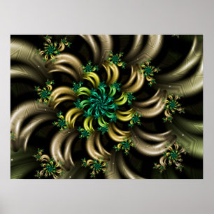 Stripey Fractal Spiral Poster