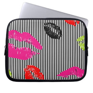 Stripey Lips-laptophoezen Laptop Sleeve