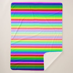 Stripey Multicolored Sherpa Blanket 60 x 80 inch Deken
