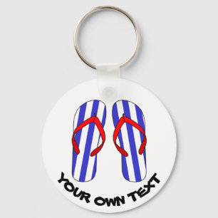 Stripey Teenslippers Beach Sandles Aangepaste teks Sleutelhanger