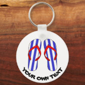 Stripey Teenslippers Beach Sandles Aangepaste teks Sleutelhanger (Achterkant)