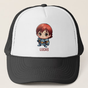 Striphelden Chibi Kid Karakter Truckerhoed Trucker Pet