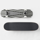 Strips & À damiers b&w Skateboard (Horz)