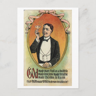 Strips Oud 1910s Man is een Breekbare Bubbel Wijn Briefkaart