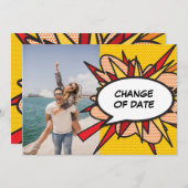 Stripsgewijze datumwijziging uitgesteld save the date (Voorkant / Achterkant)