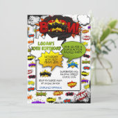 Stripstijl Actie Woorden Party Uitnodigingen (Staand voorkant)