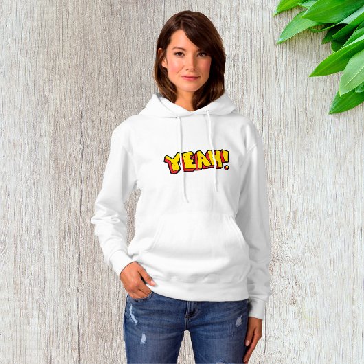 Stripstijl Ja Tekst Grafisch in Vet Geel Hoodie