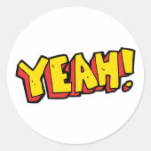Stripstijl Ja Tekst Grafisch in Vet Geel Ronde Sticker (Voorkant)