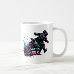 Stripstijl Motocross-coureur Modderspat Koffiemok