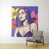 Stripstijl  vrouw Tapestry Wandkleed (In situ)