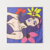 Stripstijl  vrouw Tapestry Wandkleed (Voorkant (horizontaal))