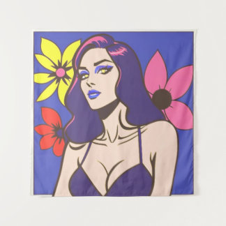 Stripstijl  vrouw Tapestry Wandkleed