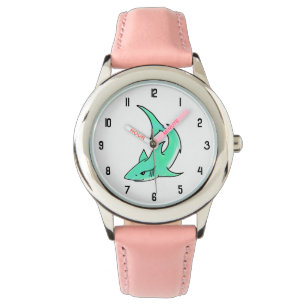 striptekenfilm lachende haai mint blauw groene oce horloge