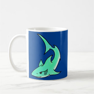 striptekenfilm lachende haai mint blauw groene oce koffiemok