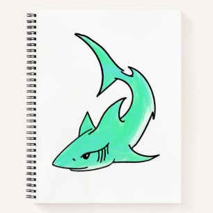 striptekenfilm lachende haai mint blauw groene oce notitieboek