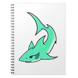 striptekenfilm lachende haai mint blauw groene oce notitieboek