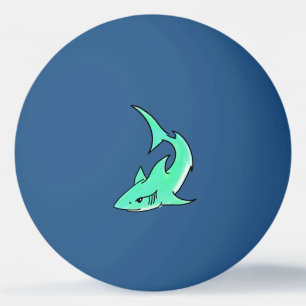 striptekenfilm lachende haai mint blauw groene oce pingpongballen