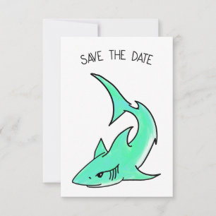 striptekenfilm lachende haai mint blauw groene oce save the date