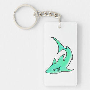 striptekenfilm lachende haai mint blauw groene oce sleutelhanger