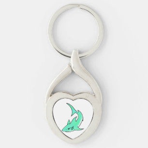 striptekenfilm lachende haai mint blauw groene oce sleutelhanger