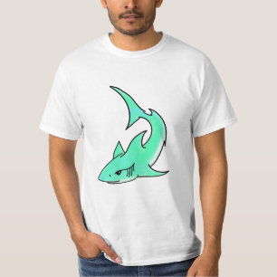 striptekenfilm lachende haai mint blauw groene oce t-shirt