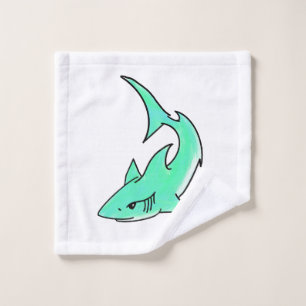 striptekenfilm lachende haai mint blauw groene oce washandje