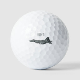Striptekening van gevechtsvliegtuig  golfballen