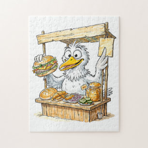 Stripvogel bij viskraam legpuzzel