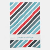 Stripy Background Personalized Kitchen Towels Theedoek (Verticaal)