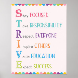 STRIVE ACronym Classroom Growth Mindset Poster