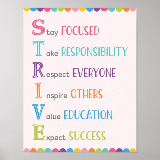 STRIVE ACronym Classroom Growth Mindset Poster (Voorkant)
