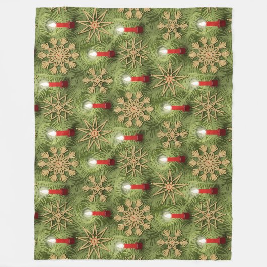 Strohsterne and Candles Fleece Deken (Voorkant)