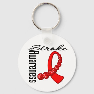 Stroke Awareness Gemstone Ribbon Sleutelhanger