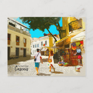 Stroll vanmiddag in Cascais Portugal Briefkaart