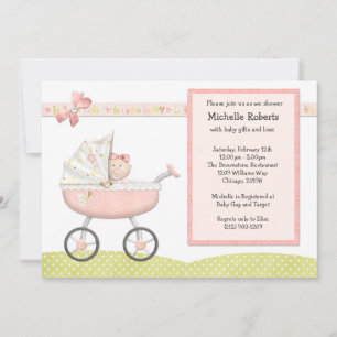 Stroller Baby shower Invitation Kaart
