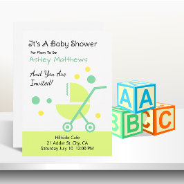 Stroller Baby shower Invitation Kaart