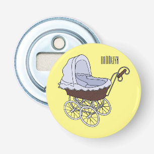 Stroller cartoon illustratie button flesopener