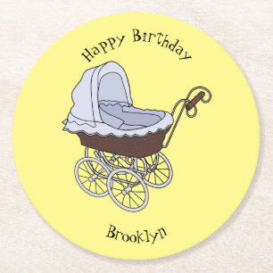 Stroller cartoon illustratie ronde kartonnen onderzetter
